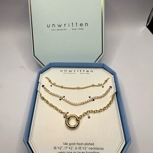 Unwritten 3-Piece Gold Layered Necklace Set - Gold tone